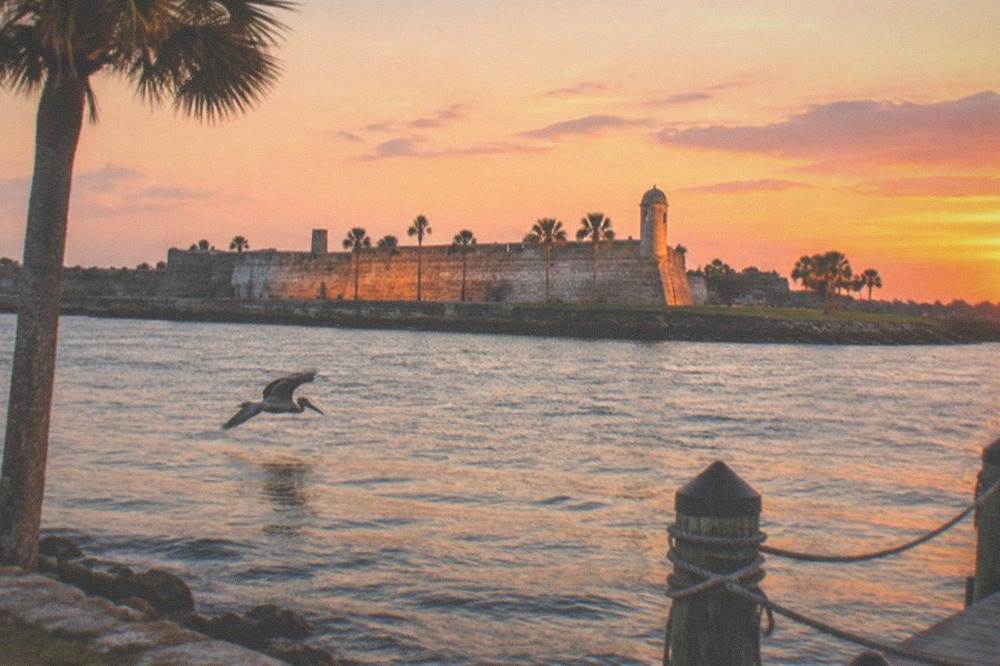 The Castillo de San Marcos seen across the water at sunset